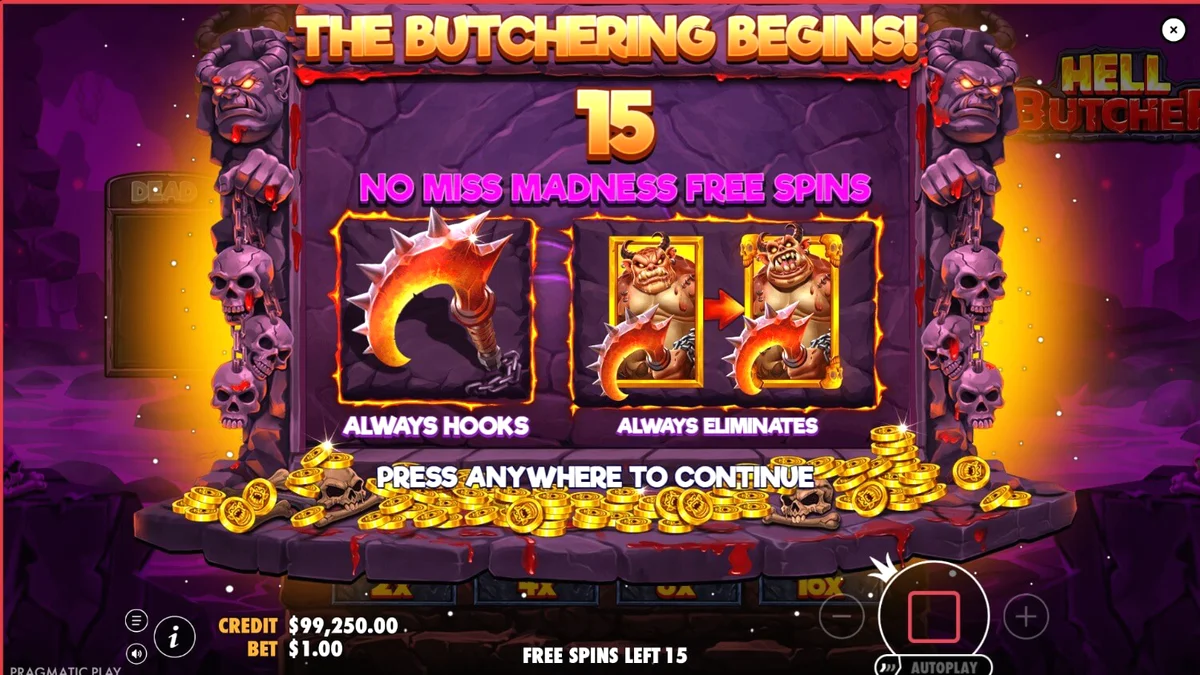 Tampilan visual slot Hell Butcher dengan tema dapur iblis yang mencekam